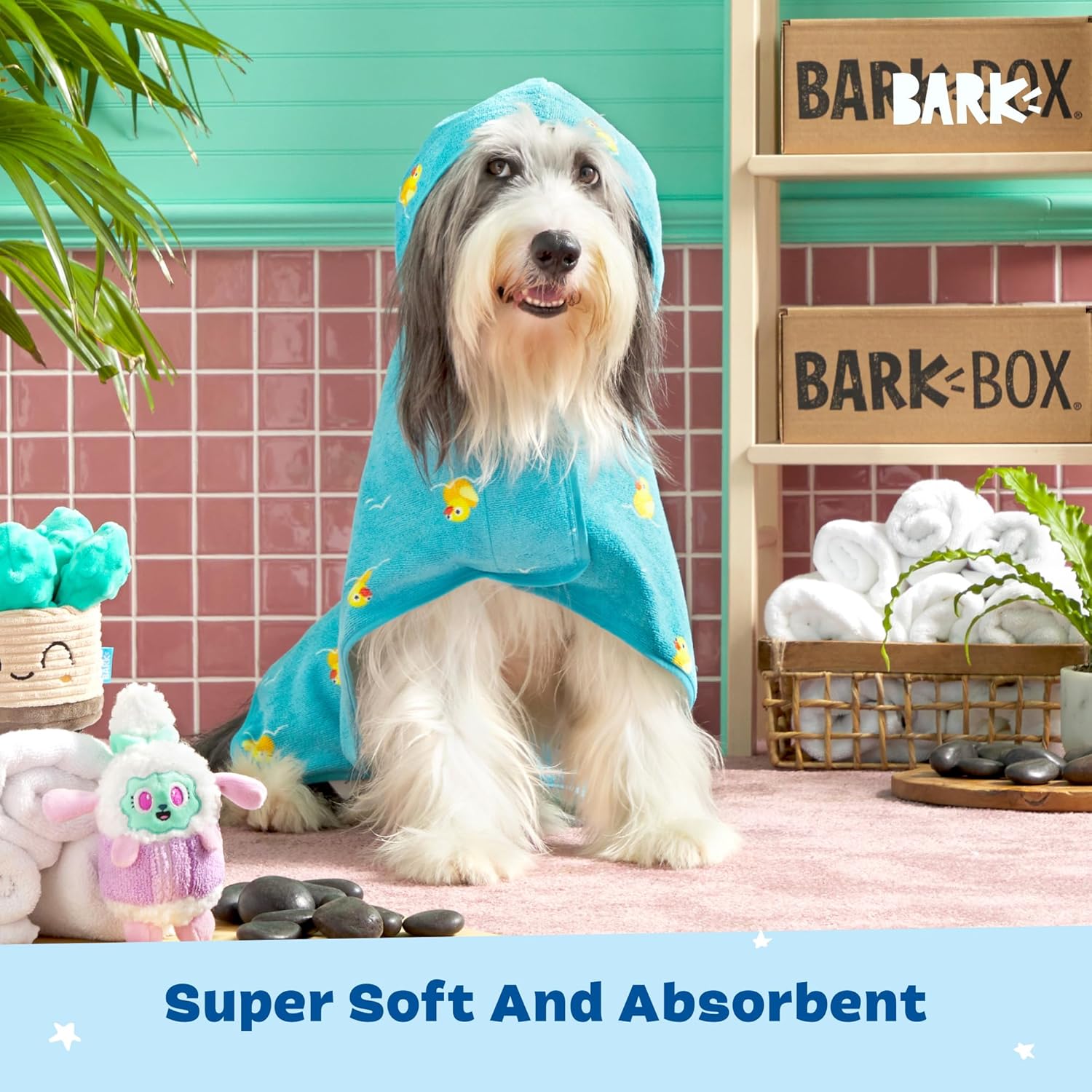 Barkbox Dog Bathrobe Fast Drying with Hook and Loop Closure & Wrap Tie Snuggle, Cute Dogs Clothes, Easy to Clean, Machine Washable, Dog Coats and Tumble Dry Low - Rubber Duck, Medium - Image 3