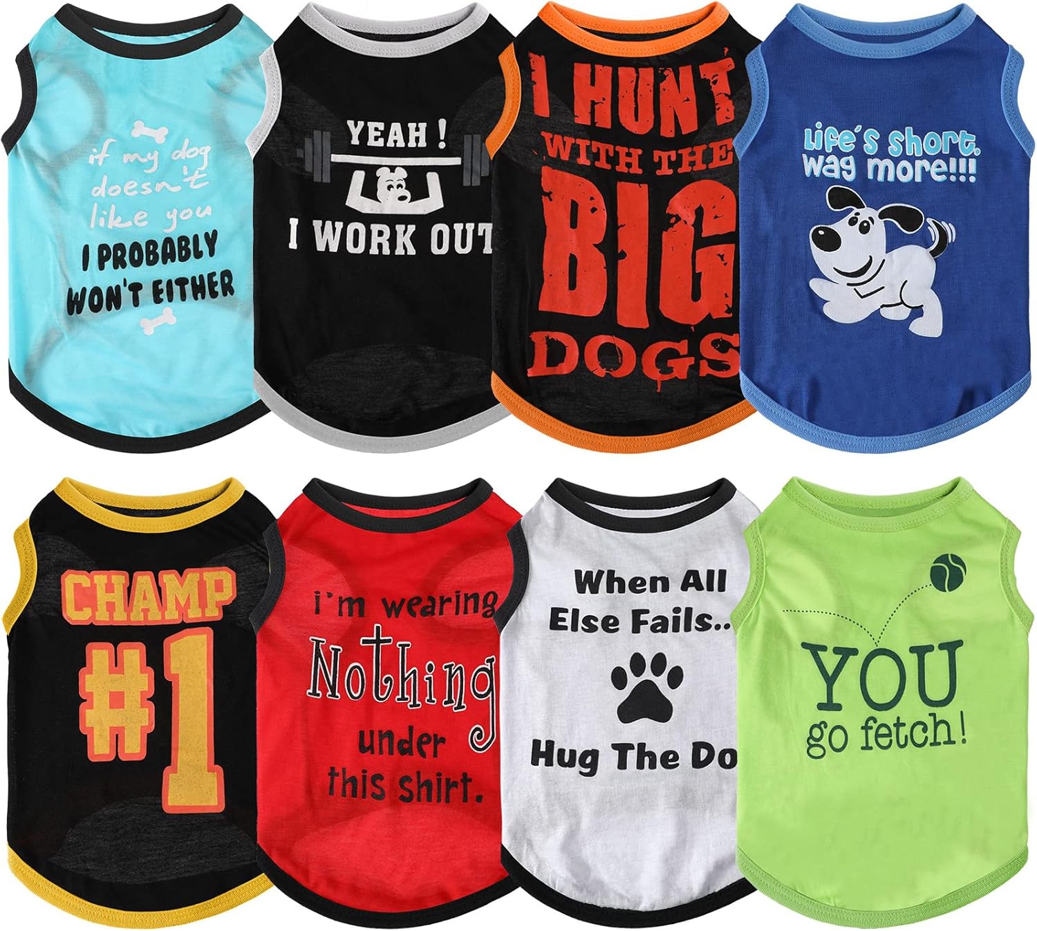 Saintrygo 8 Pieces Dog Shirts Pet Printed Clothes with Funny Letters Summer Pet T Shirts Cool Puppy Breathable Dog Outfit Soft Sweatshirt Cats(Classic Pattern,Medium) - Image 7