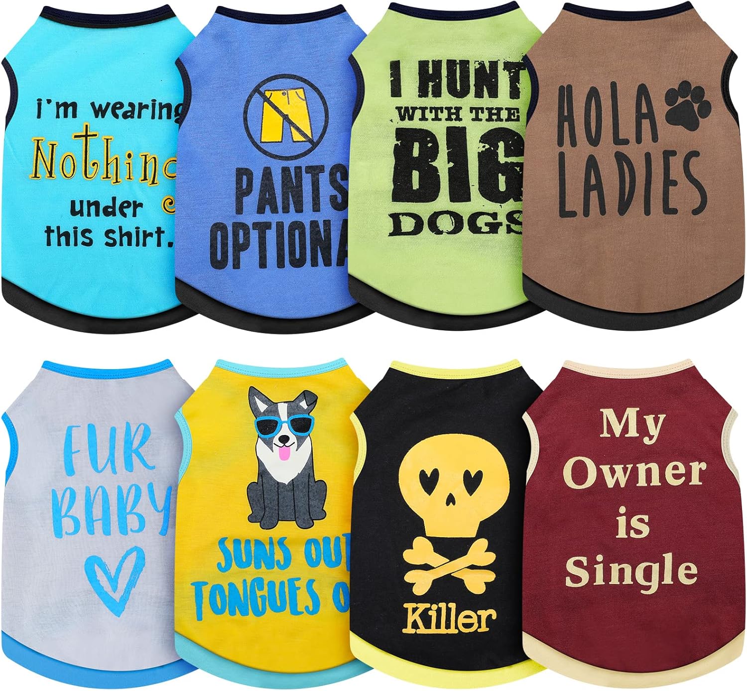 Saintrygo 8 Pieces Dog Shirts Pet Printed Clothes with Funny Letters Summer Pet T Shirts Cool Puppy Breathable Dog Outfit Soft Sweatshirt Cats(Classic Pattern,Medium) - Image 8
