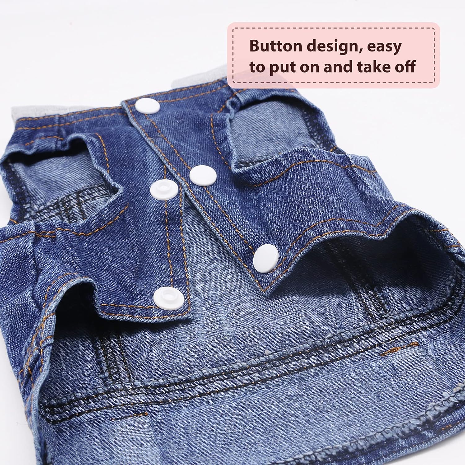 SILD Pet Clothes Dog Jeans Jacket Cool Blue Denim Coat Small Medium Dogs Lapel Vests Classic Hoodies Puppy Blue Vintage Washed Clothes (Grey,M)