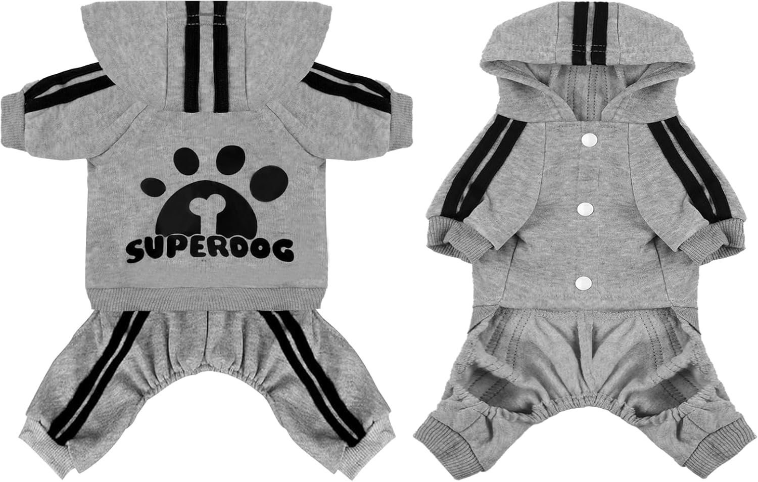 LONTEPET Dog Hoodie 4 Legs Jumpsuit for Small Dogs Puppy Clothes Dogs Pullover Sweatshirt Cotton Doggie Winter Coat Cat Apparel (XX-Small, Grey)