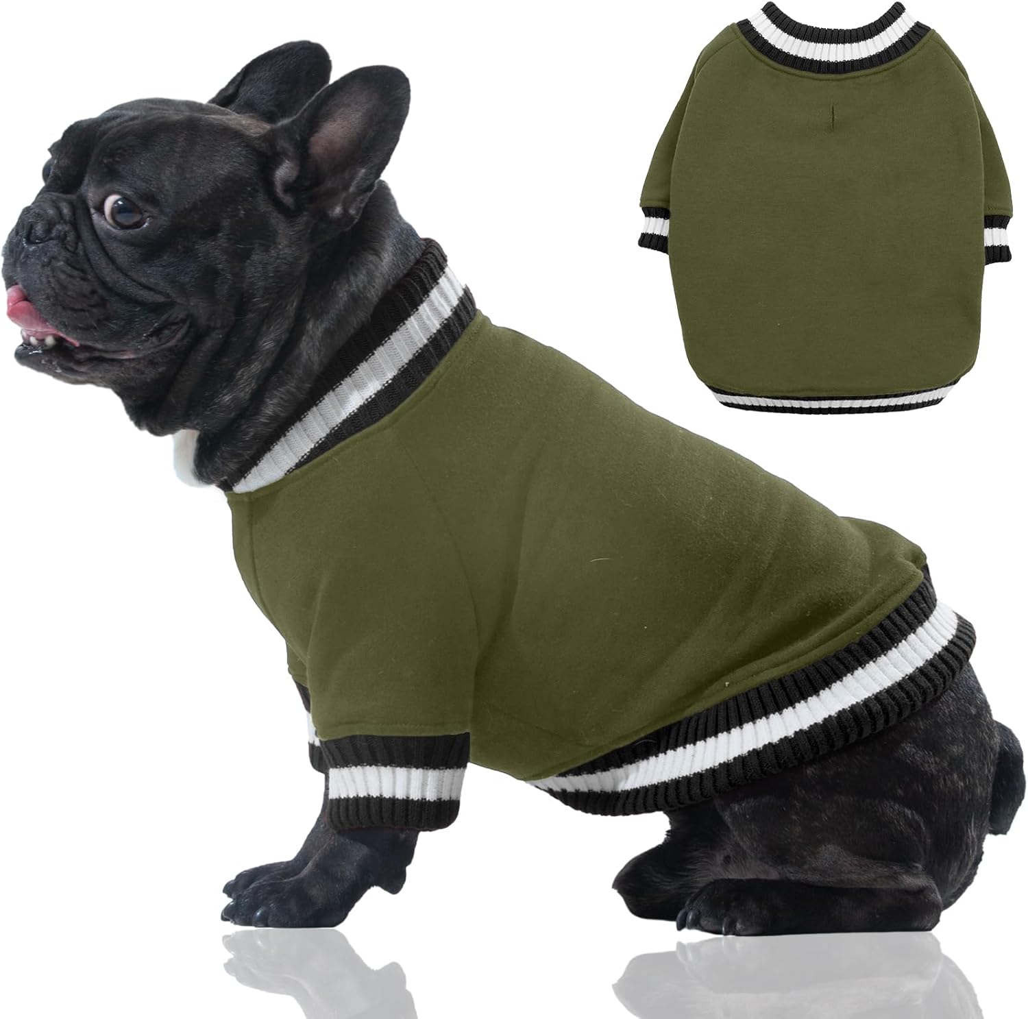 FUAMEY Dog Pullover Sweatshirt,Dog Winter Sweaters Warm Dog Clothes Dog Vest Thick Puppy Pullover Soft Pet Fleece Sweater Cute Doggie Boy Girl Outfit for Small Medium Dogs Green M - Image 9