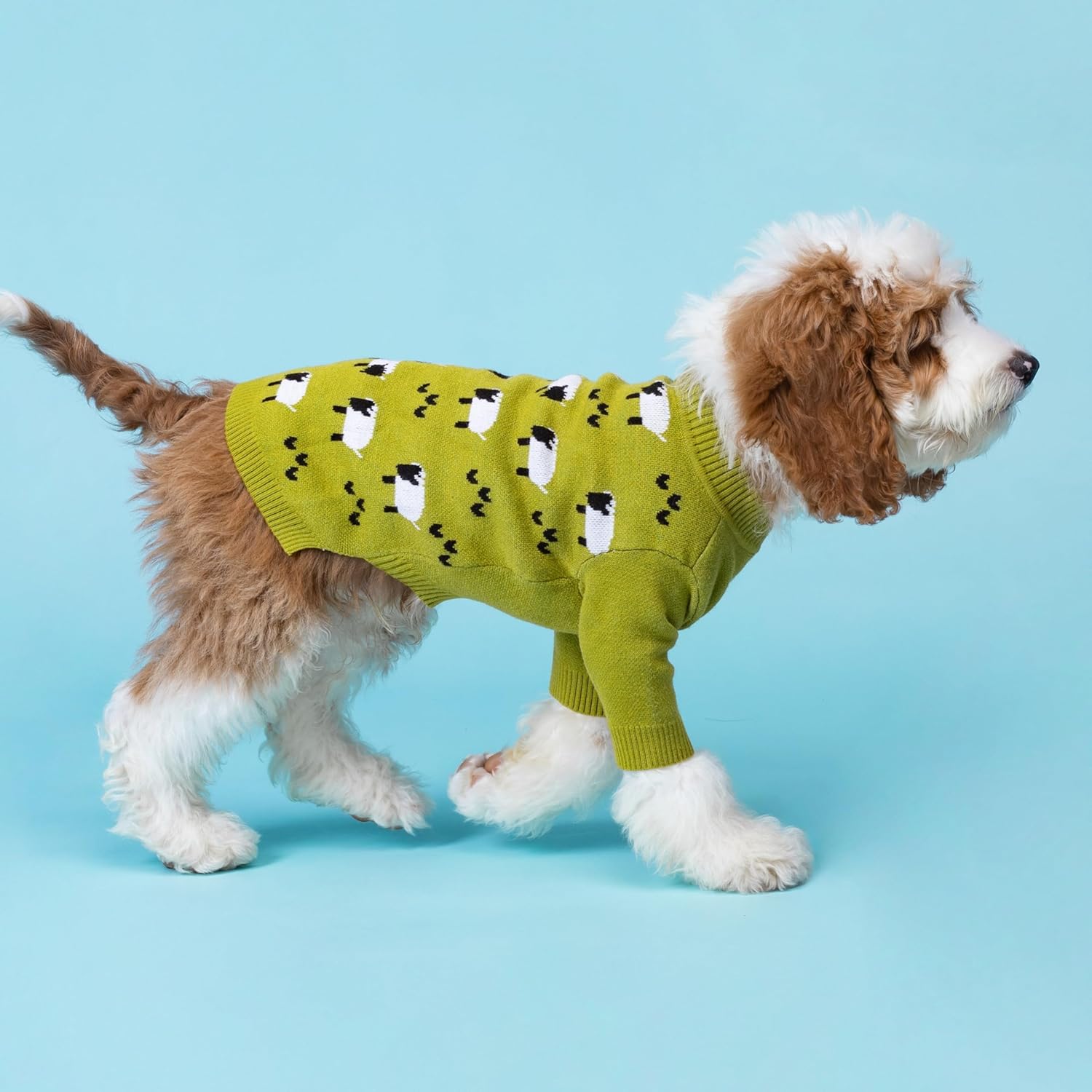 Alternative view of Fitwarm Funny Sheep Dog Sweater, Thermal Winter Clothes for Small Dogs, Boy, Girl - Dog Holiday Pullover Jumper, Pet Outfit - Black, Green, White, S