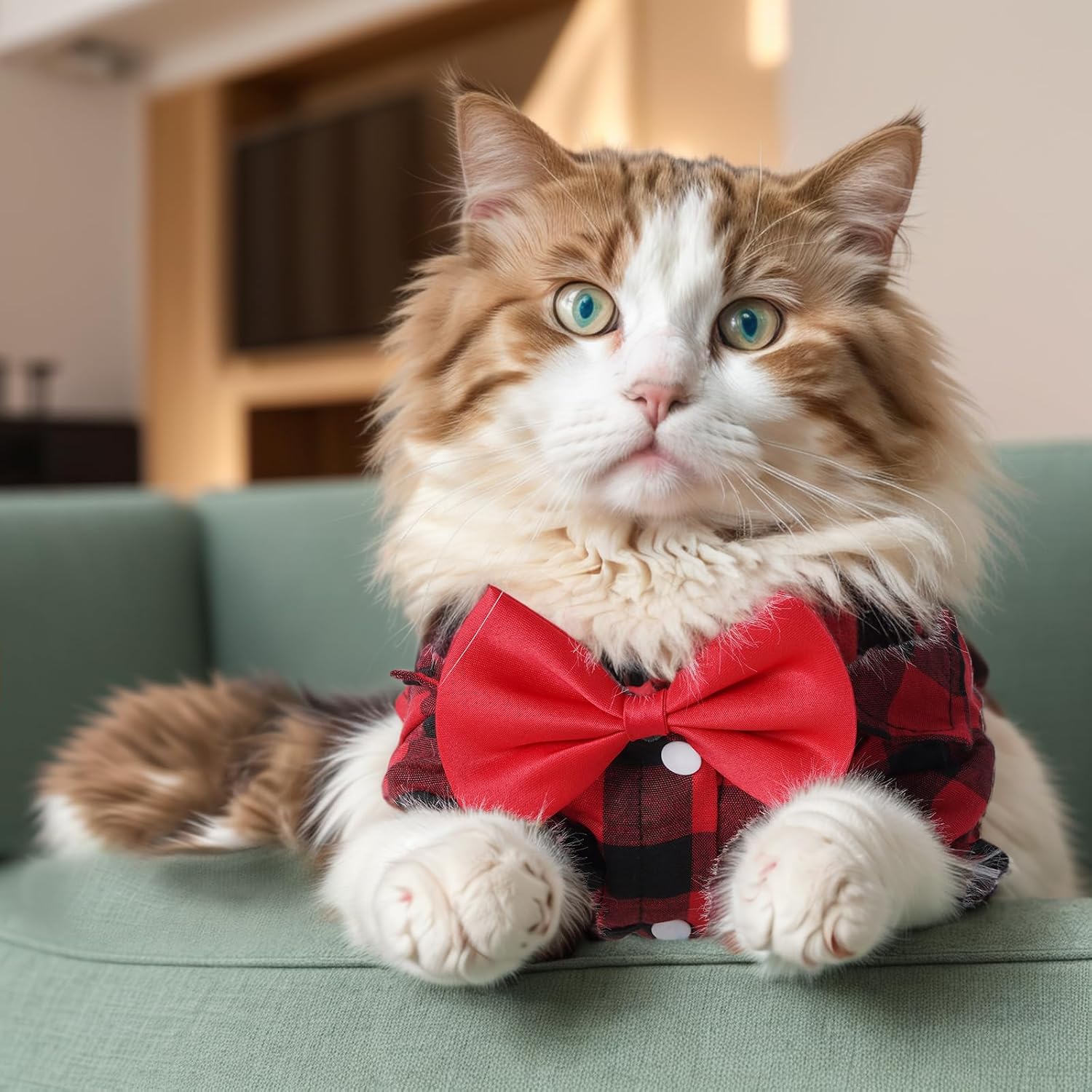 Tongcloud 2 Pack Plaid Dog Shirts - Puppy & Cat Shirts for Small Dogs & Cats - Red & Blue, Medium - Birthday Party & Holiday Photo - Image 5