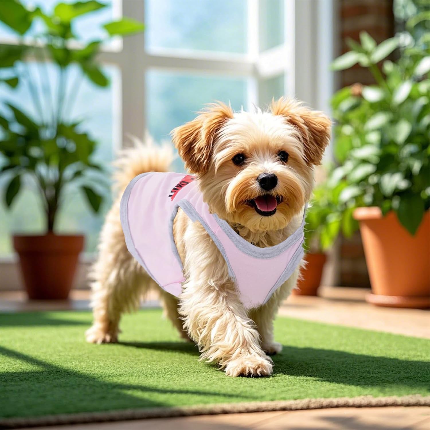 Pistha 4 Pack Dog Shirts Summer Printed Puppy Clothes Novel Sleeveless Pet T Shirts Dog Clothes for Small Medium Dogs Cats Boy(M) - Image 4