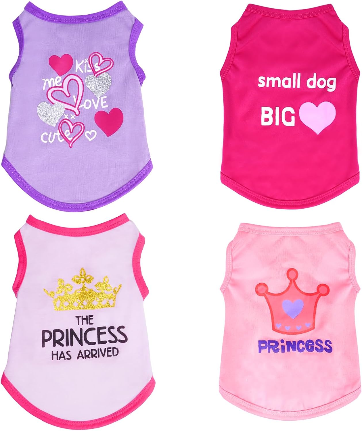 Pistha 4 Pack Dog Shirts Summer Printed Puppy Clothes Novel Sleeveless Pet T Shirts Dog Clothes for Small Medium Dogs Cats Boy(M) - Image 7