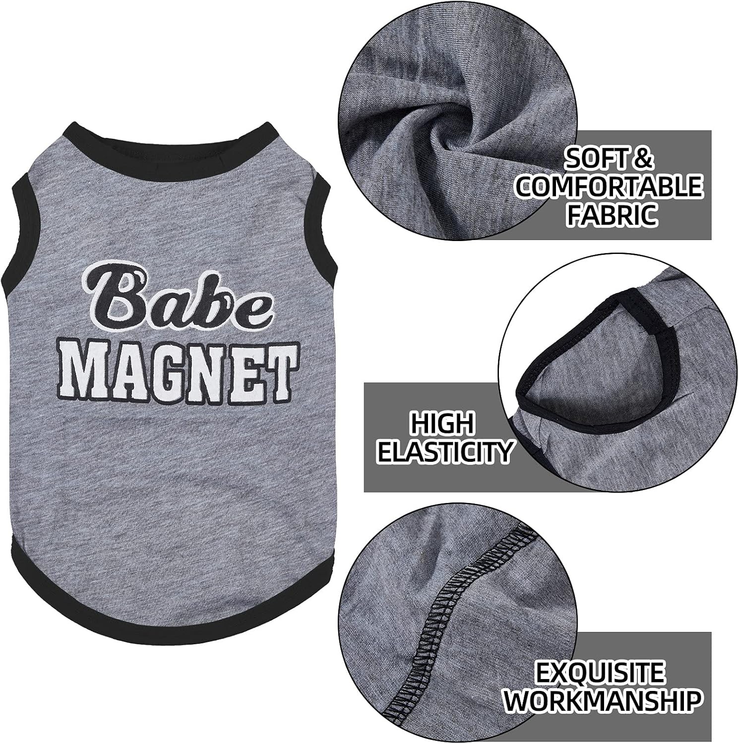 Alternative view of Saintrygo 8 Pieces Dog Shirts Pet Printed Clothes with Funny Letters Summer Pet T Shirts Cool Puppy Breathable Dog Outfit Soft Sweatshirt Cats(Classic Pattern,Medium)