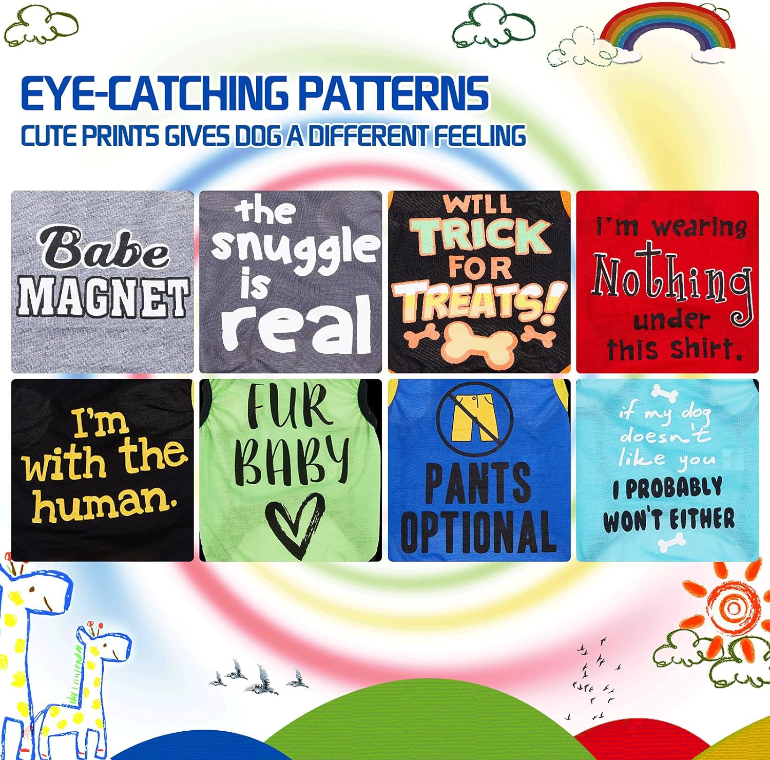 Saintrygo 8 Pieces Dog Shirts Pet Printed Clothes with Funny Letters Summer Pet T Shirts Cool Puppy Breathable Dog Outfit Soft Sweatshirt Cats(Classic Pattern,Medium) - Image 3