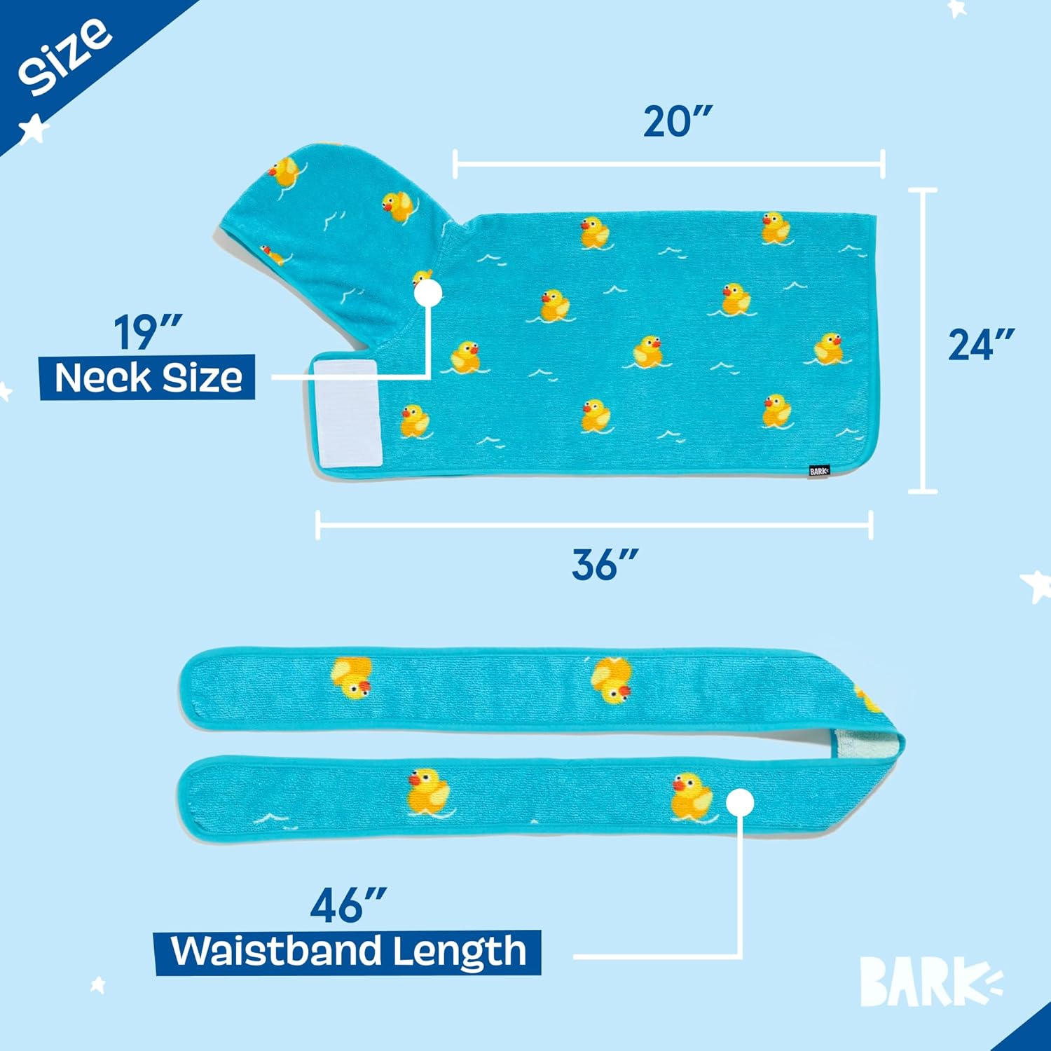 Alternative view of Barkbox Dog Bathrobe Fast Drying with Hook and Loop Closure & Wrap Tie Snuggle, Cute Dogs Clothes, Easy to Clean, Machine Washable, Dog Coats and Tumble Dry Low - Rubber Duck, Medium