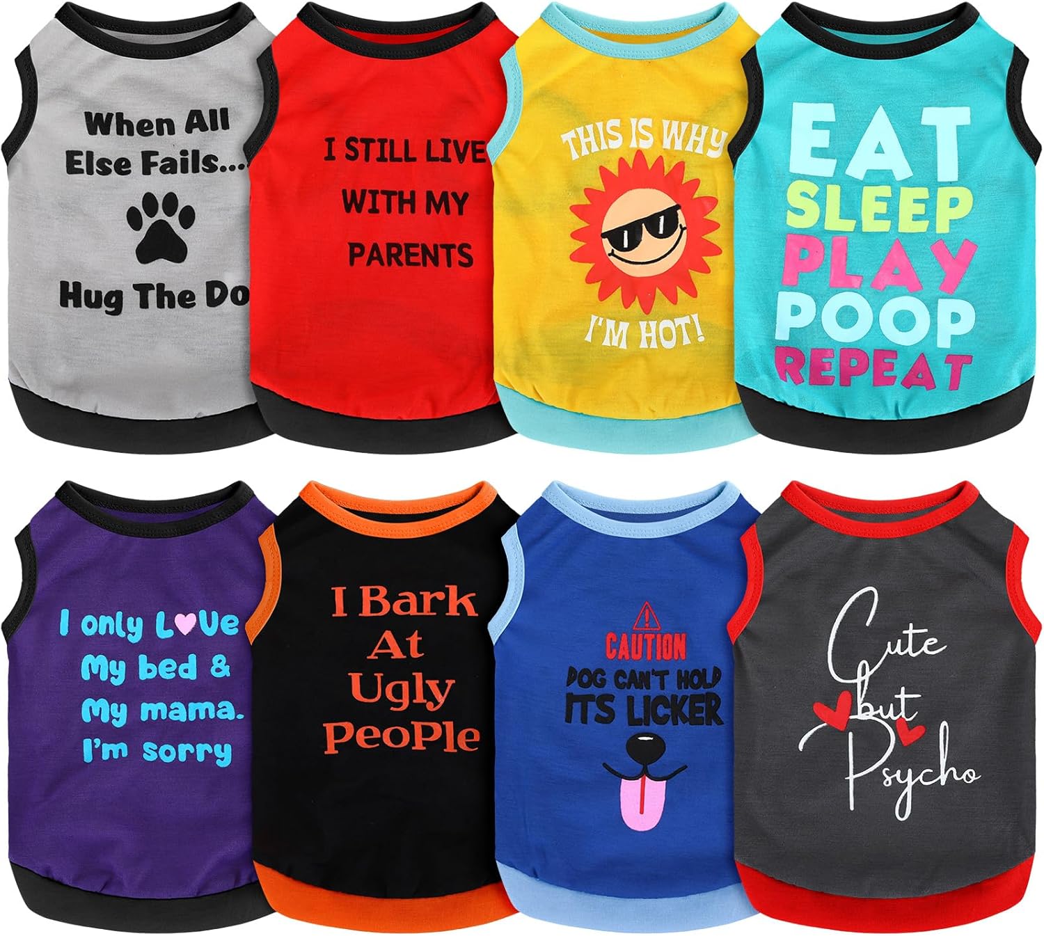 Saintrygo 8 Pieces Dog Shirts Pet Printed Clothes with Funny Letters Summer Pet T Shirts Cool Puppy Breathable Dog Outfit Soft Sweatshirt Cats(Classic Pattern,Medium) - Image 9