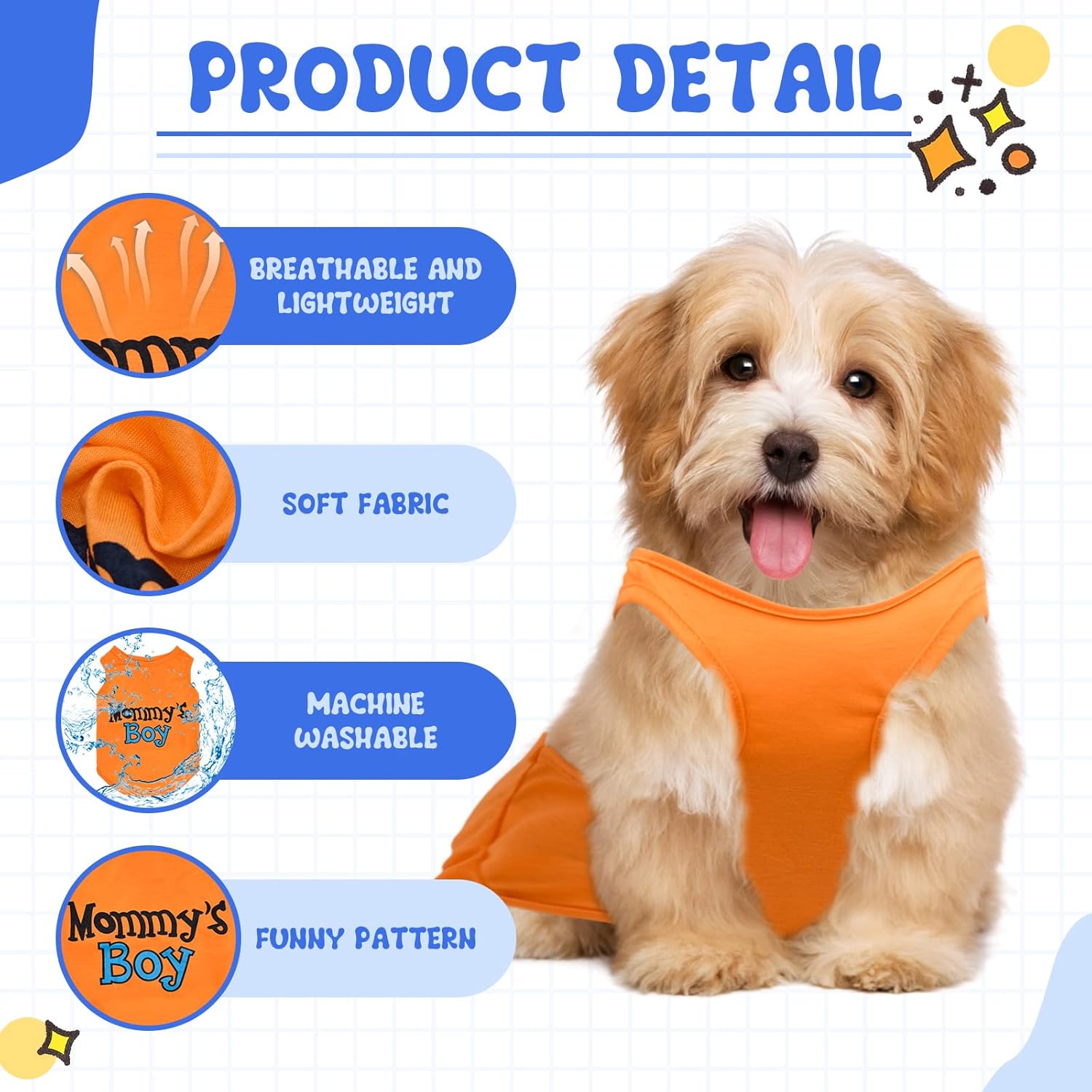 Wildox 8 Pcs Pet Shirts for Small Dogs Cats,Soft and Breathable Dog Printed Clothes with Cute Patten,Dog Sweatshirt Outfit for Chihuahuas Papillons Pomeranian (for Cool boy, Medium)