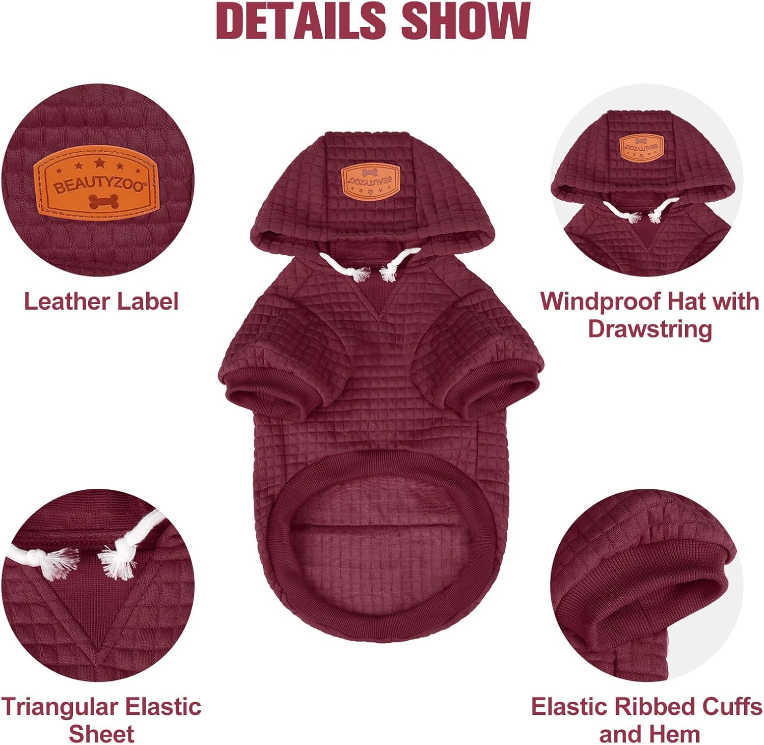 Alternative view of BEAUTYZOO Dog Hoodie for Small Medium Large Dogs, Winter Fall Warm Dog Clothes for Puppy S M Sized Dogs Girl Boy, Dog Sweater Shirt Hoodies with Pocket Bulldog Pitbull Cat Clothing Coat