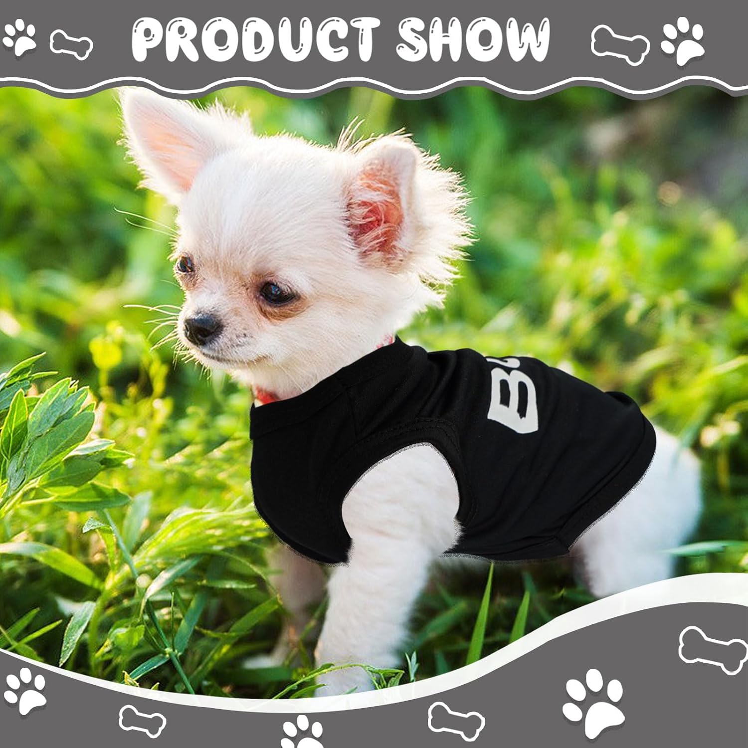 Alternative view of 4-Pack Dog Clothes for Small Dogs Black Security Dog Shirt Soft Chihuahua Clothes Cute Male Puppy Clothes Pet Clothing for Small Dog Boy XXS