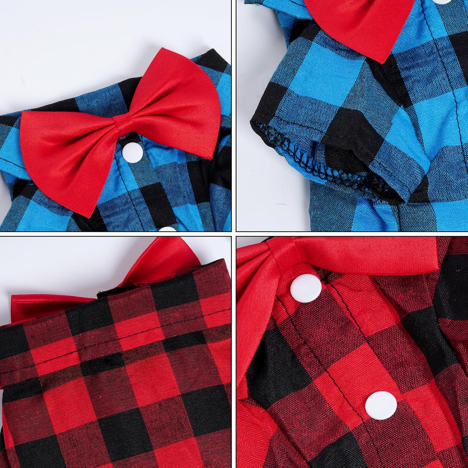 Alternative view of Tongcloud 2 Pack Plaid Dog Shirts - Puppy & Cat Shirts for Small Dogs & Cats - Red & Blue, Medium - Birthday Party & Holiday Photo