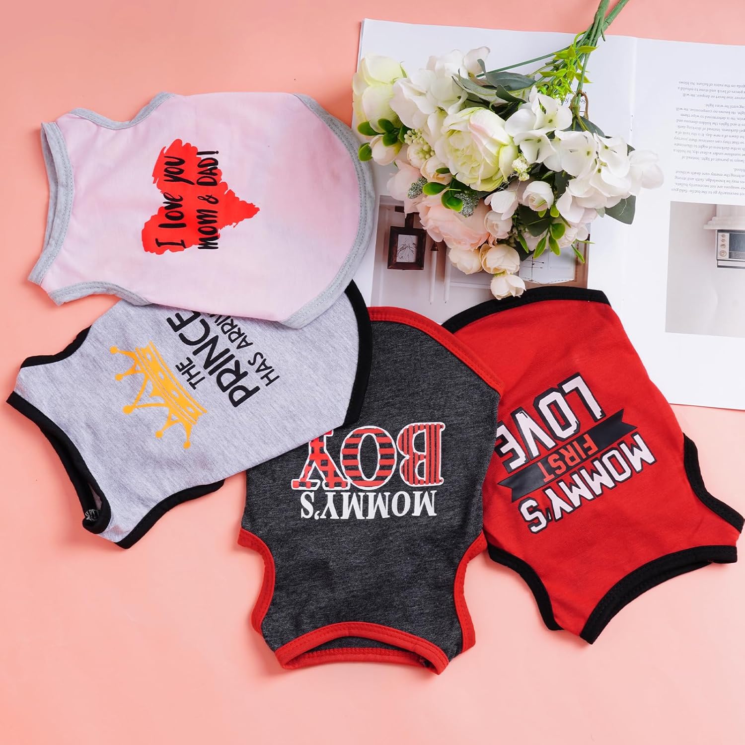 Alternative view of Pistha 4 Pack Dog Shirts Summer Printed Puppy Clothes Novel Sleeveless Pet T Shirts Dog Clothes for Small Medium Dogs Cats Boy(M)