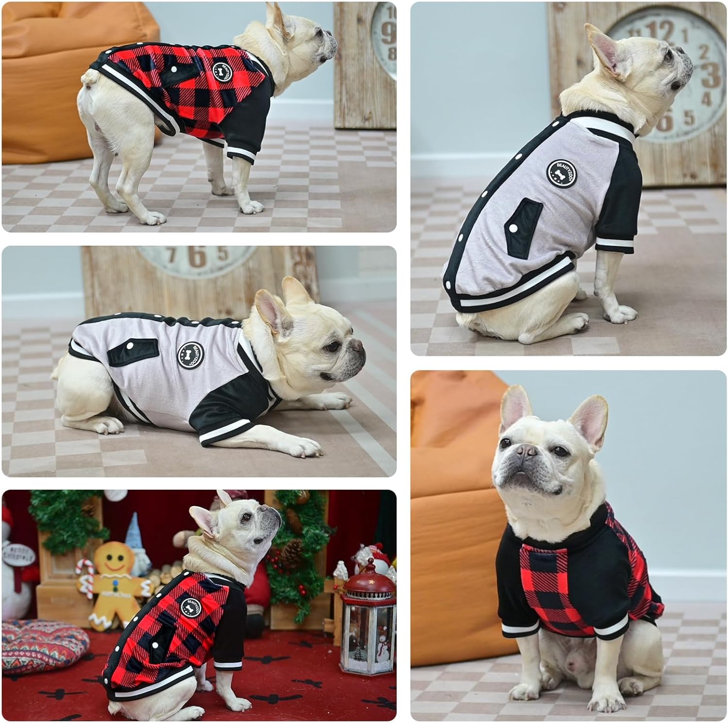 BEAUTYZOO Dog Sweaters for Small Medium Large Dogs, Dog Hoodie Warm Fleece Dogs Winter Clothes Cute Stylish Boy & Girl Dog Sweatshirts, Grey Sport Coats Baseball Uniform Jackets for Puppy, S