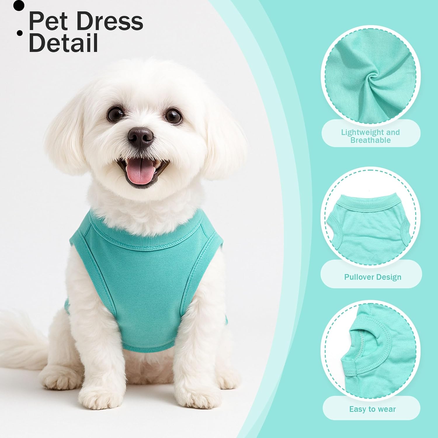 2 Pieces Dog Clothes for Small Dogs Girl Boy Chihuahua Clothes Summer Puppy Soft Dog Shirt Solid Color Pet Clothing Cute Cat Cloth, XXS,Green,Blue