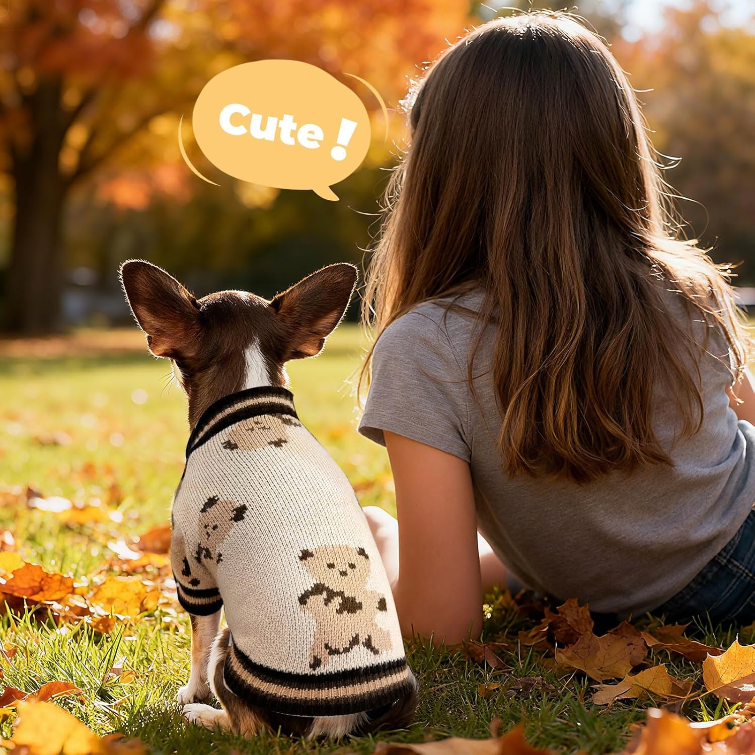 Alternative view of PETCARE Small Dog Sweater Cute Bear Dog Cardigan Coat Clothes for Small Medium Dogs Boy Girl Cat Sweaters Clothes for Cats Only Soft Warm Fall Winter Puppy Knitted Outfits Chihuahua Shih Tzu, Beige