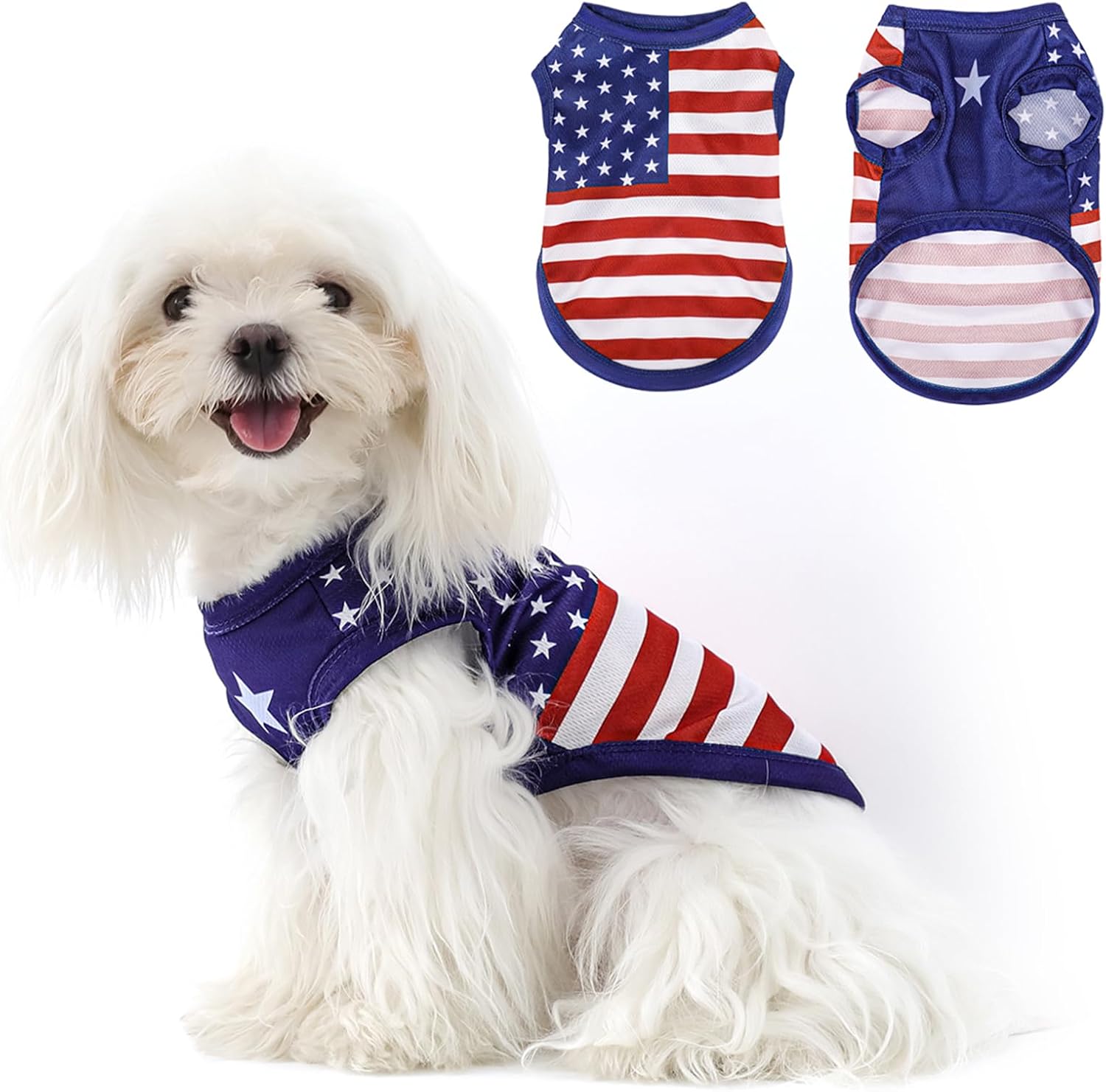American Flag Inspired Dog Vest: Perfect Dog Shirt, Ideal Tank Top for Everyday Wear, Independence Day Celebrations Crafted Materials for a Cute and Stylish Look Blue M