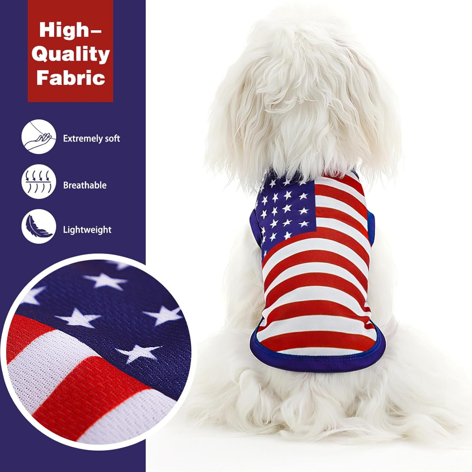 American Flag Inspired Dog Vest: Perfect Dog Shirt, Ideal Tank Top for Everyday Wear, Independence Day Celebrations Crafted Materials for a Cute and Stylish Look Blue M - Image 3