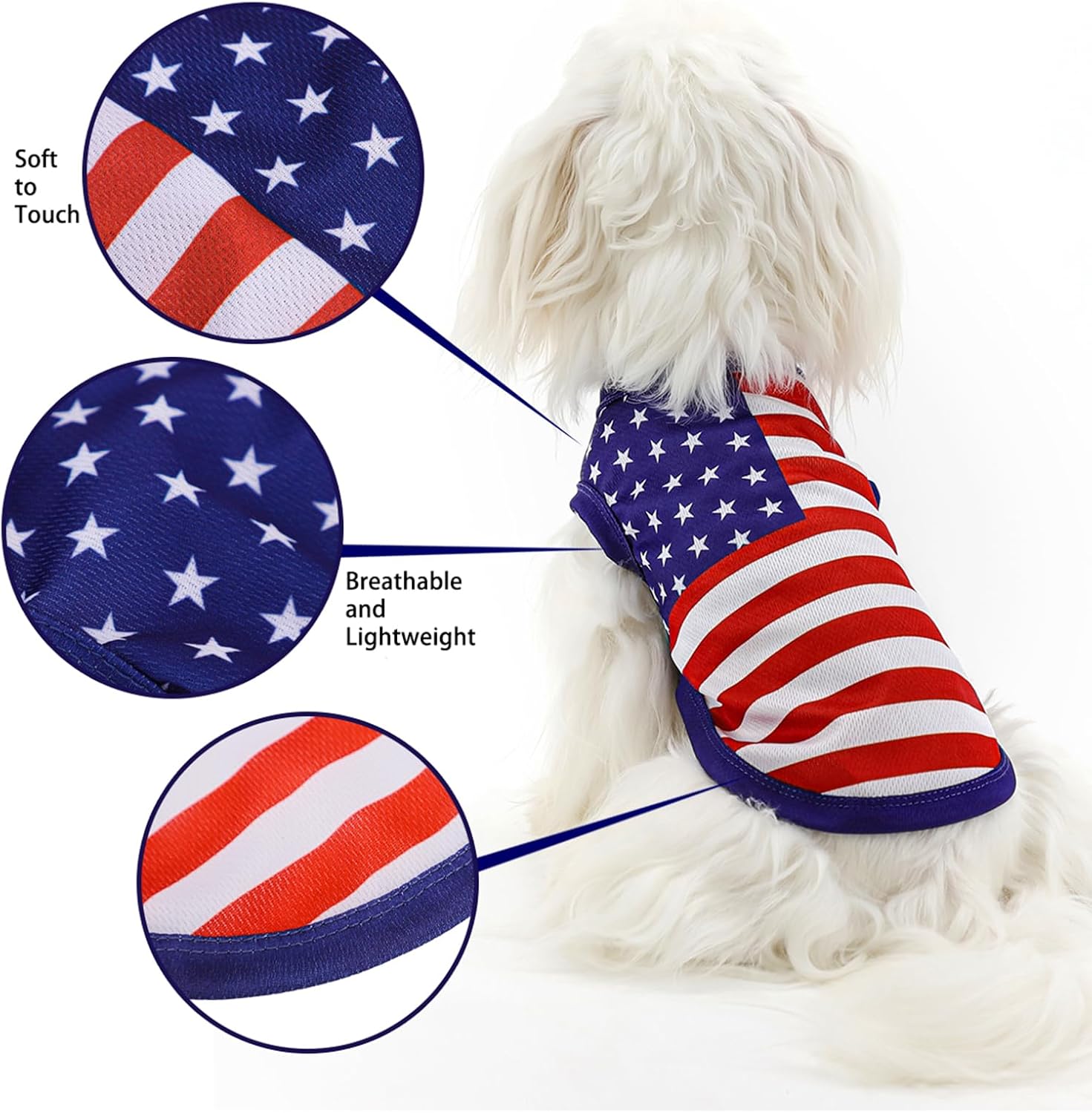 American Flag Inspired Dog Vest: Perfect Dog Shirt, Ideal Tank Top for Everyday Wear, Independence Day Celebrations Crafted Materials for a Cute and Stylish Look Blue M - Image 5