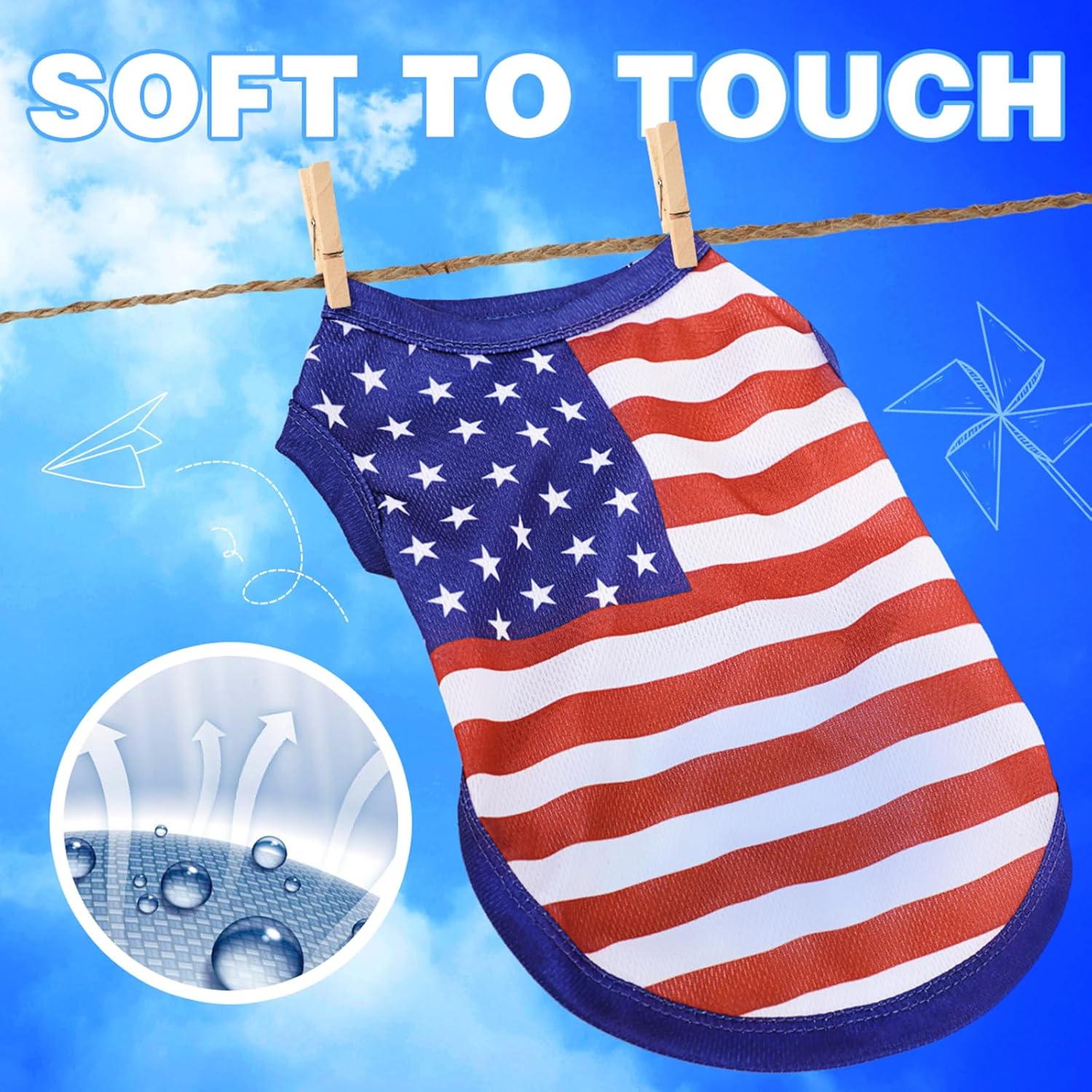 American Flag Inspired Dog Vest: Perfect Dog Shirt, Ideal Tank Top for Everyday Wear, Independence Day Celebrations Crafted Materials for a Cute and Stylish Look Blue M - Image 6
