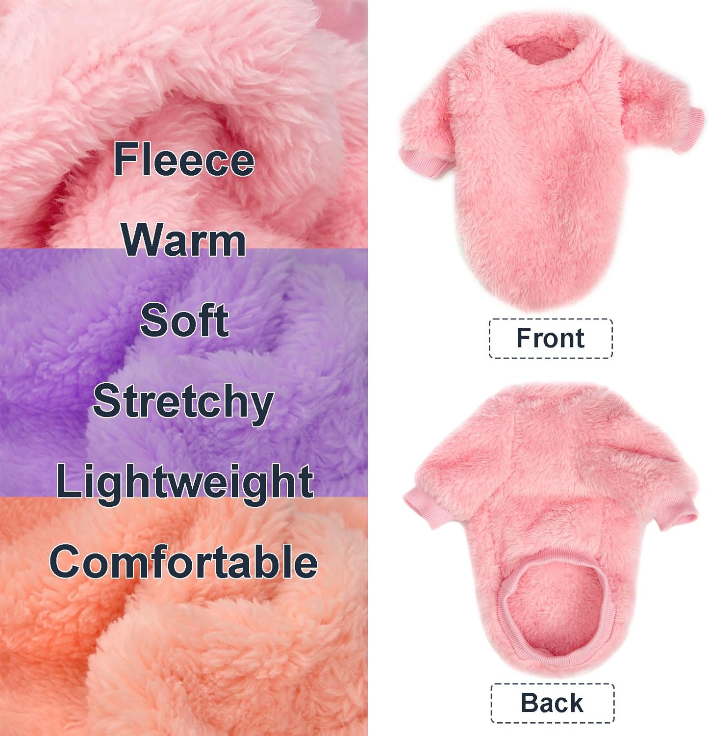 Alternative view of Kyaringtso Dog Sweater, 3 Pack Dog Sweaters for Small Dogs, Dog Clothes for Small Dogs Girl Boy, Ultra Soft and Warm Puppy Sweater Dog Coat for Winter Christmas (Large, Pink+Purple+Peach)