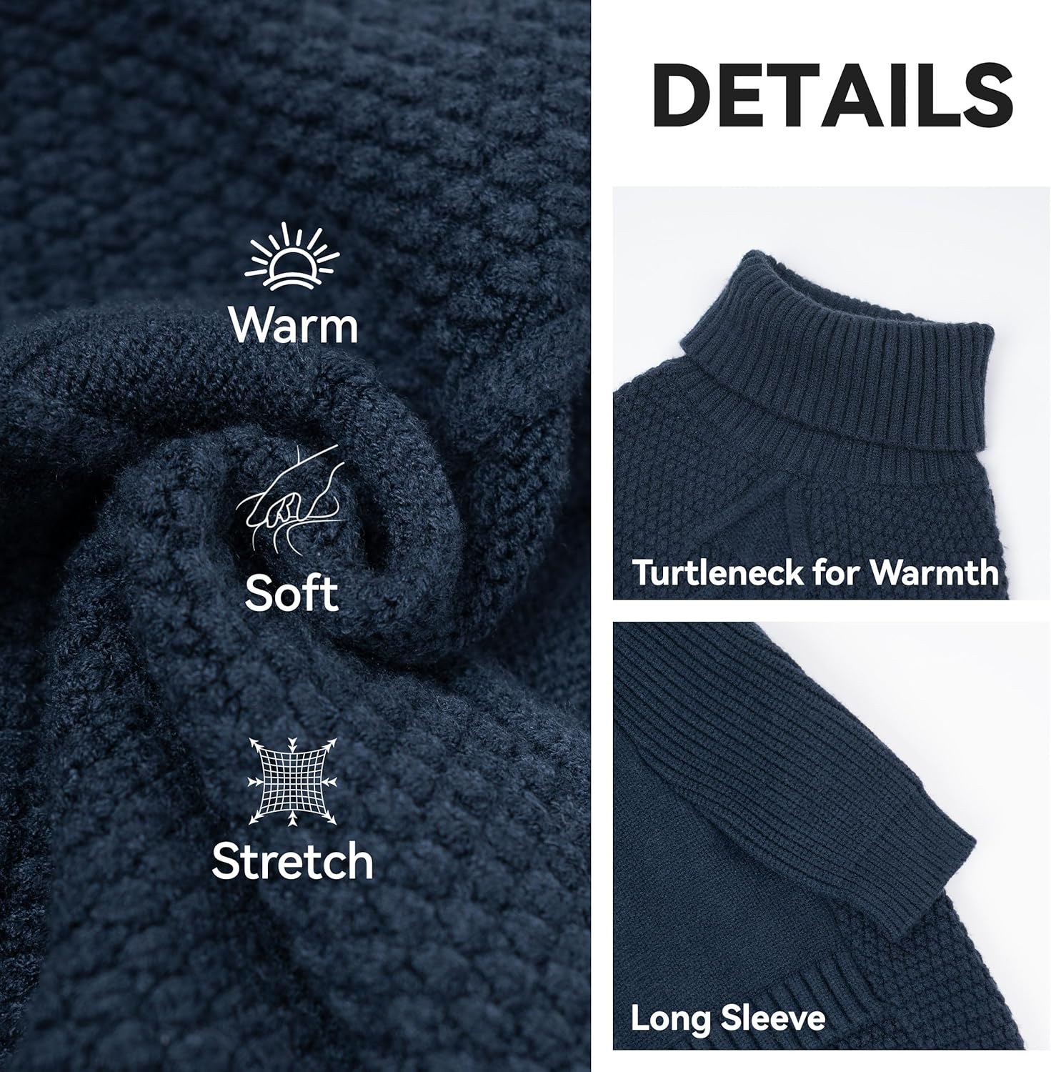 Alternative view of cyeollo Warm Small Dog Sweater, Knit Cold Weather Doggy Sweaters for Small Dogs Boy Pullover Winter Dog Clothes with Turtleneck for Indoor & Outdoor Wear, Navy M