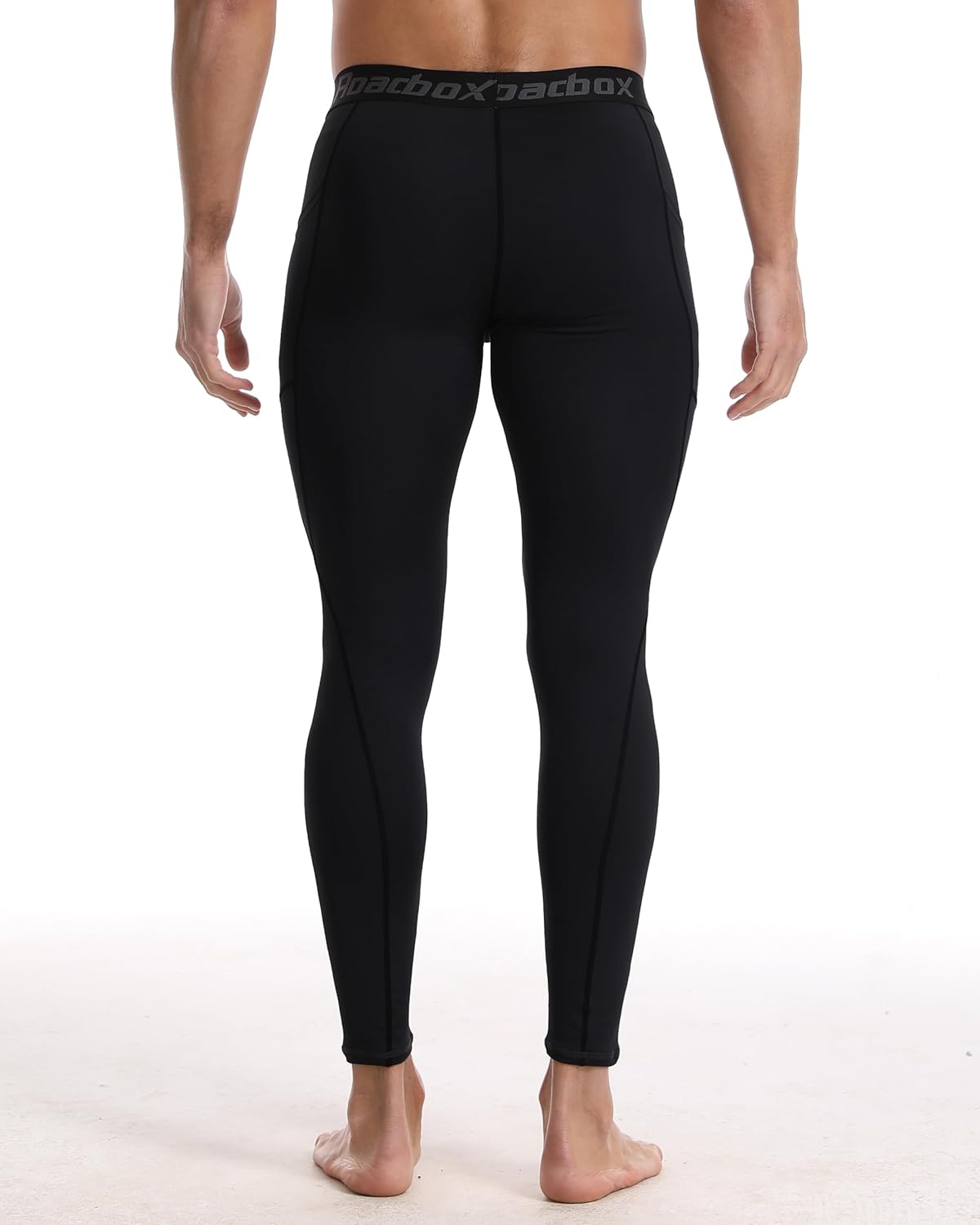 Roadbox Mens Compression Pants Running Tights with Pockets Sports Workout Leggings Athletic Base Layer for Cycling Basketball