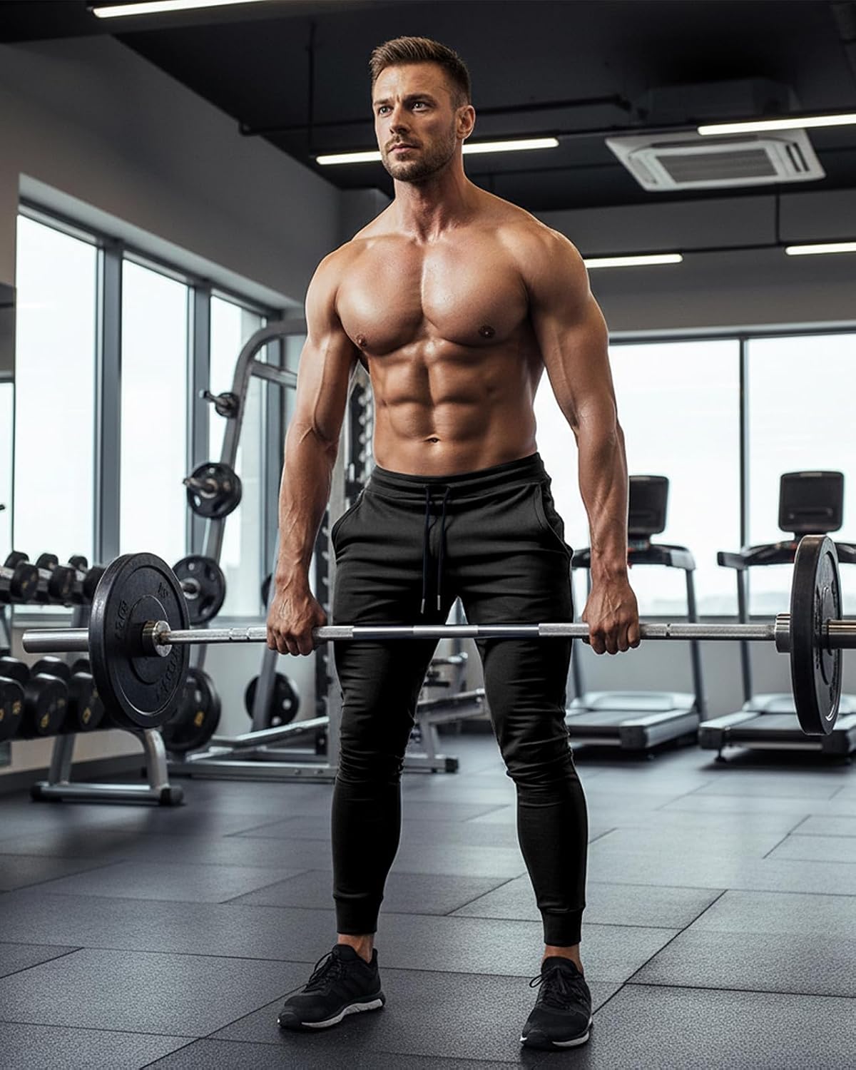 Alternative view of BUXKR Men's Slim Joggers Workout Pants for Gym Running and Bodybuilding Athletic Bottom Sweatpants with Deep Pockets