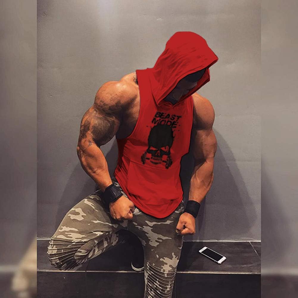 Alternative view of SZKANI Mens Skull Print Sleeveless Fitness Vest Bodybuilding Stringers Workout Tank Tops