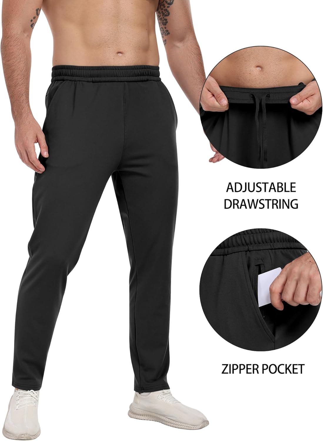 Alternative view of 3 Pack Men's Workout Sweatpants with Pockets,Athletic Gym Tapered Joggers Pants for Men Running Pants