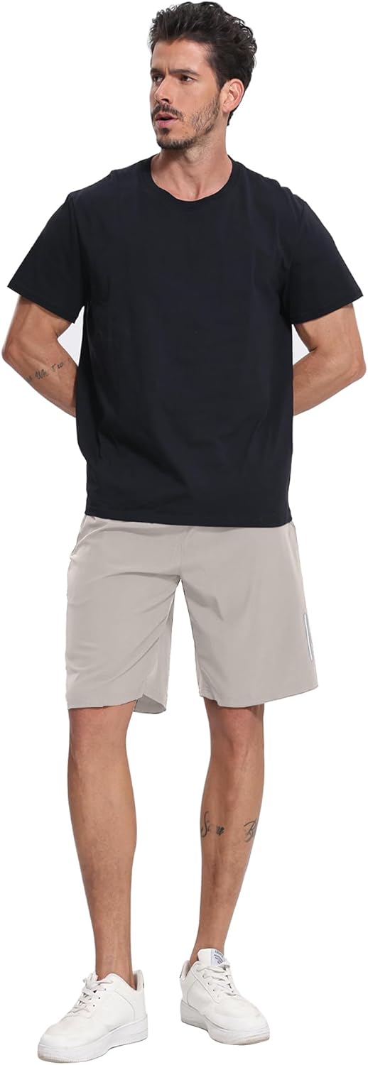 BUYJYA 5 Pack Men's Athletic Gym Shorts Set Workout Basketball Running Elastic Waist with Zipper Pocket Gift