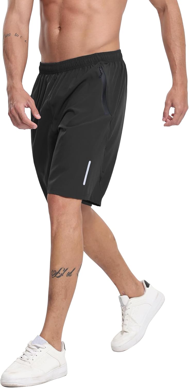 BUYJYA 5 Pack Men's Athletic Gym Shorts Set Workout Basketball Running Elastic Waist with Zipper Pocket Gift - Image 4