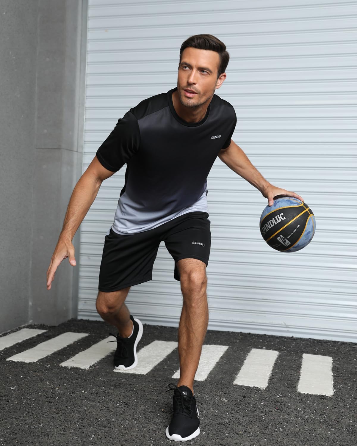 Alternative view of SIENDIU Men's Workout Sets Athletic Clothes Soccer Shirts Shorts 3 Pack Basketball Running Gym Football Outfits Summer