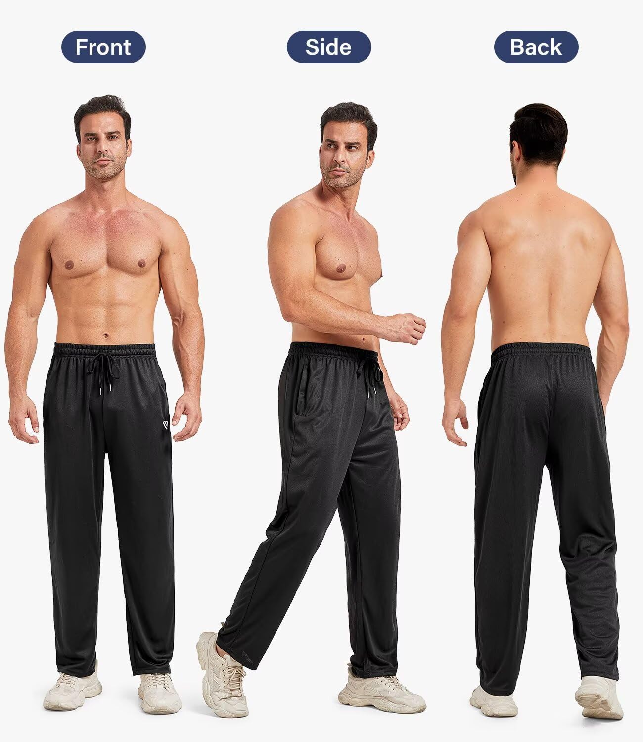 lomsoe 5 Pack Mens Sweatpants Open Bottom Joggers for Men with Zip Pockets Loose Fit Mesh Athletic Pants for Running,Casual