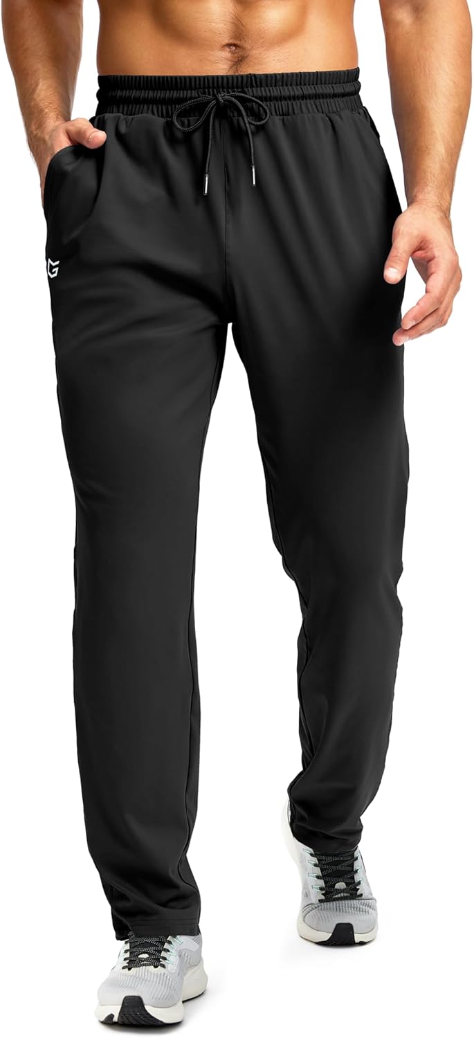 G Gradual Men's Sweatpants with Zipper Pocket Workout Athletic Track Pants Stretch Tapered Joggers for Gym Running Jogging