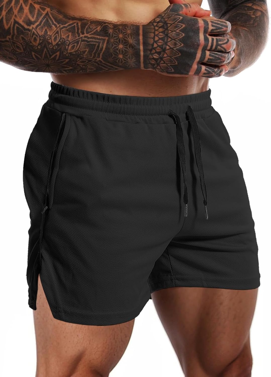 Aolesy Mens Workout Shorts with Zip Pocket 5" Lightweight Gym Running Shorts Linerless Bodybuilding Athletic Shorts