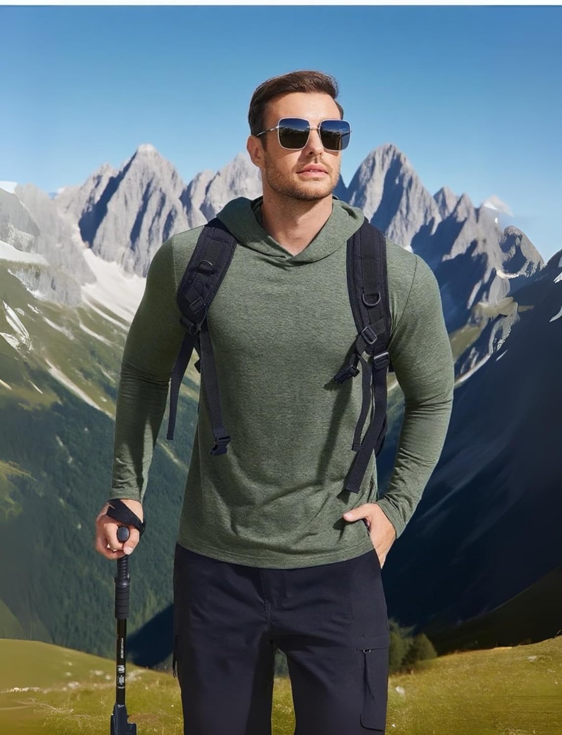 Alternative view of PINSPARK Lightweight Pullover Hoodies for Men Long Sleeve Hoodie for Golf Gym Workout Athletic Sweatshirt