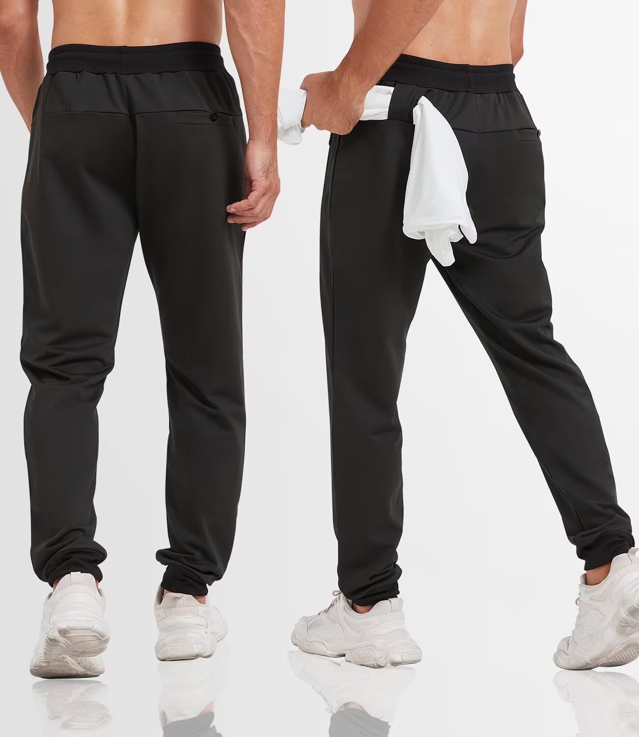 Alternative view of lomsoe 3 Pack Sweatpants for Men Tapered Mens Joggers Pants with Zip Pockets Slim Fit Running Gym Sweat Pants Gifts for Men