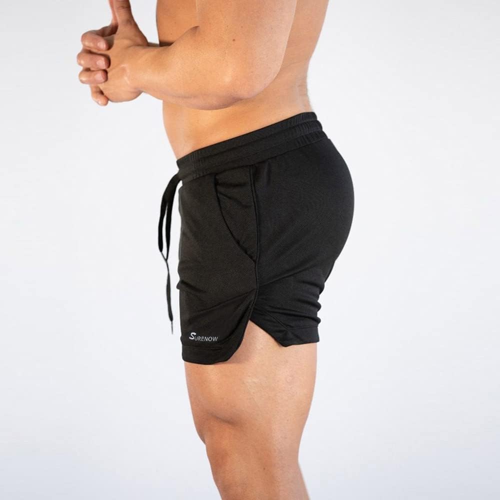 Surenow Mens Running Gym Shorts 3 Inch Breathable Lightweight Athletic Sport Shorts Training Workout Shorts with Pockets