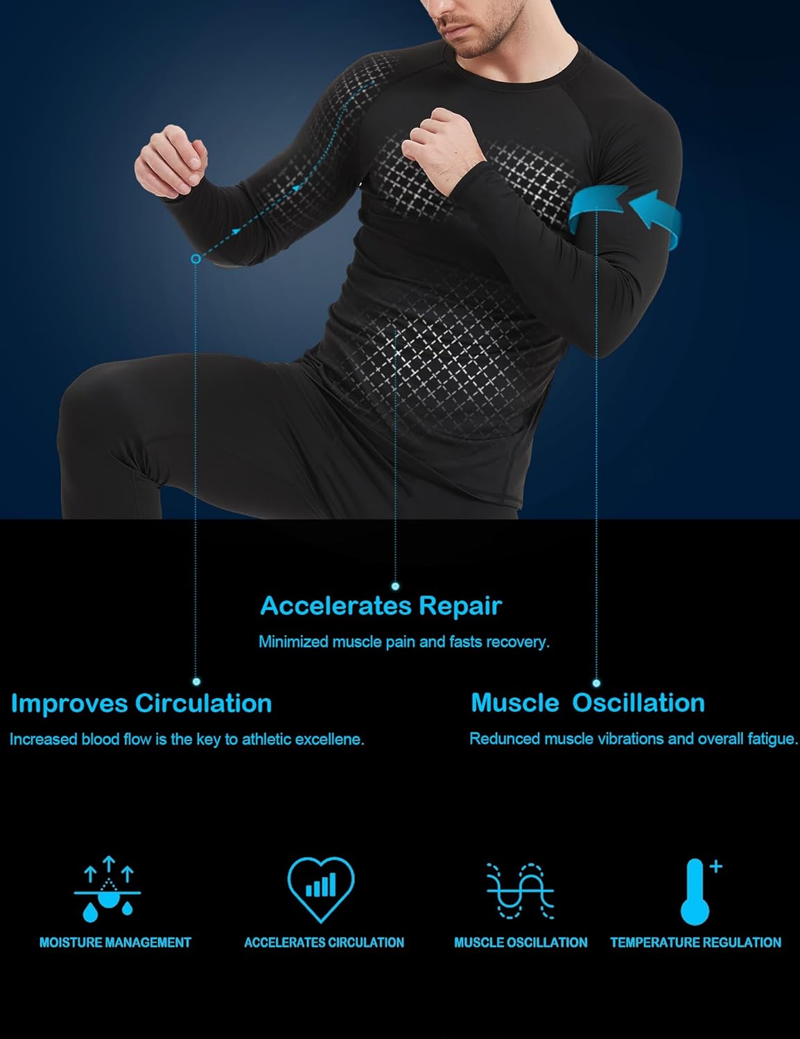 Alternative view of Dalavch 1/5 Pack Menu2019s Compression Shirts Long Sleeve Athletic Workout Rash Guard Gym Active Sports Undershirt Base Layer Top