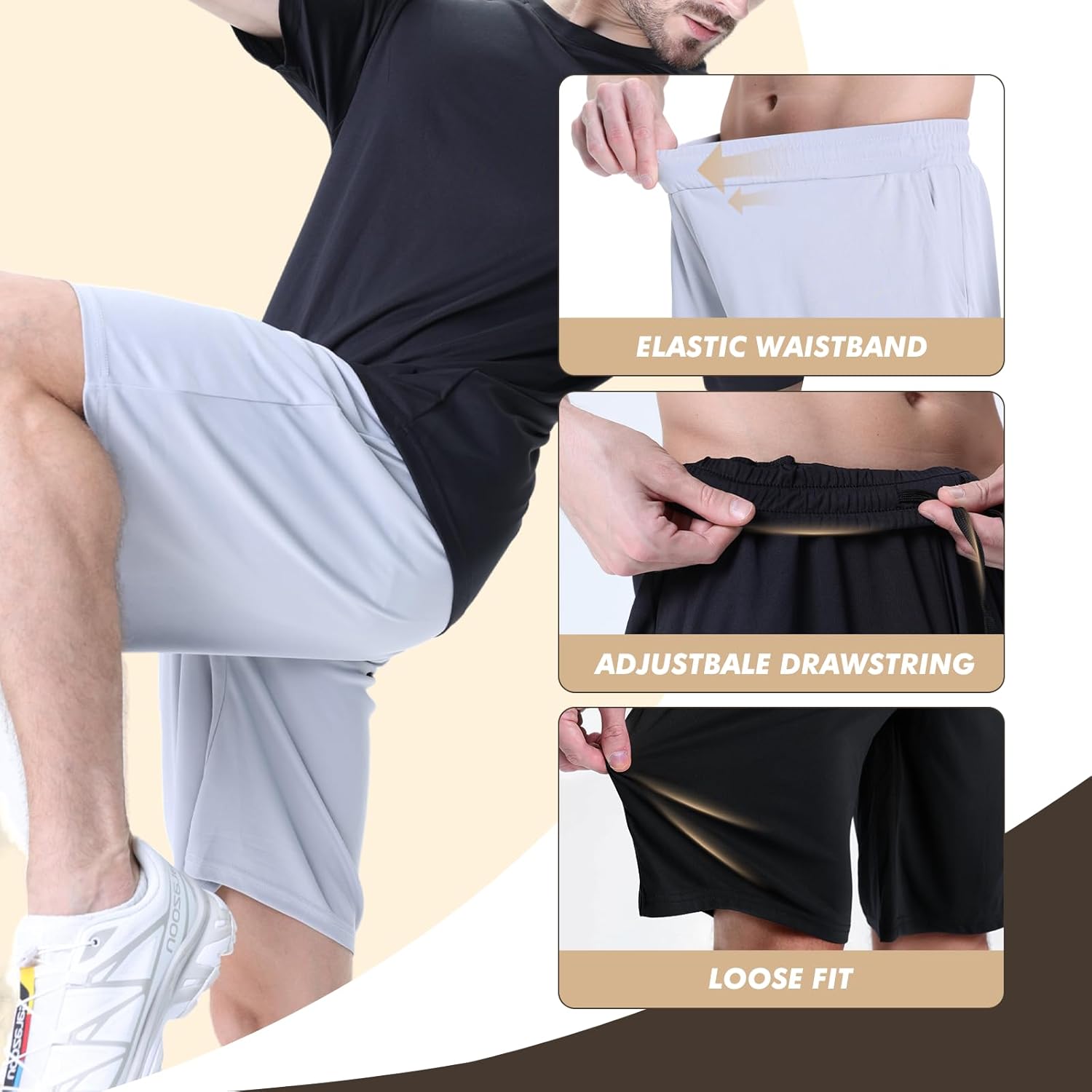 Alternative view of 7 Pack Mens Athletic Shorts - Gym Basketball Running Workout Quick Dry Black Shorts with Pockets for Casual Performance
