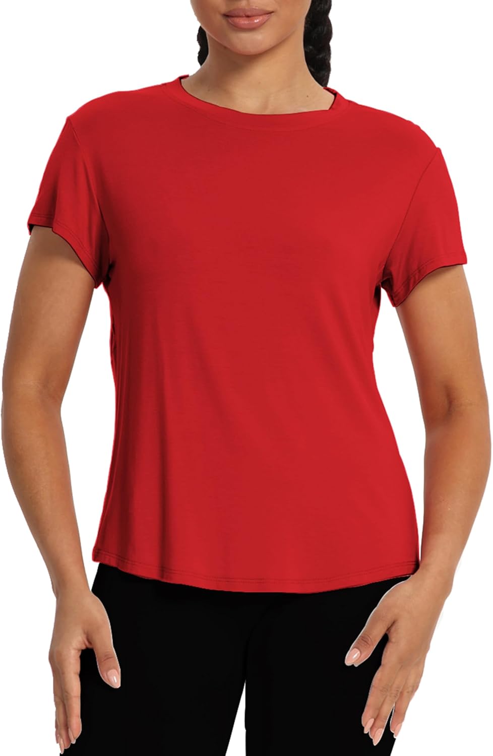 Bestisun Backless Workout Athletic Shirts Short Sleeve Split Back Yoga Exercise Tops for Women