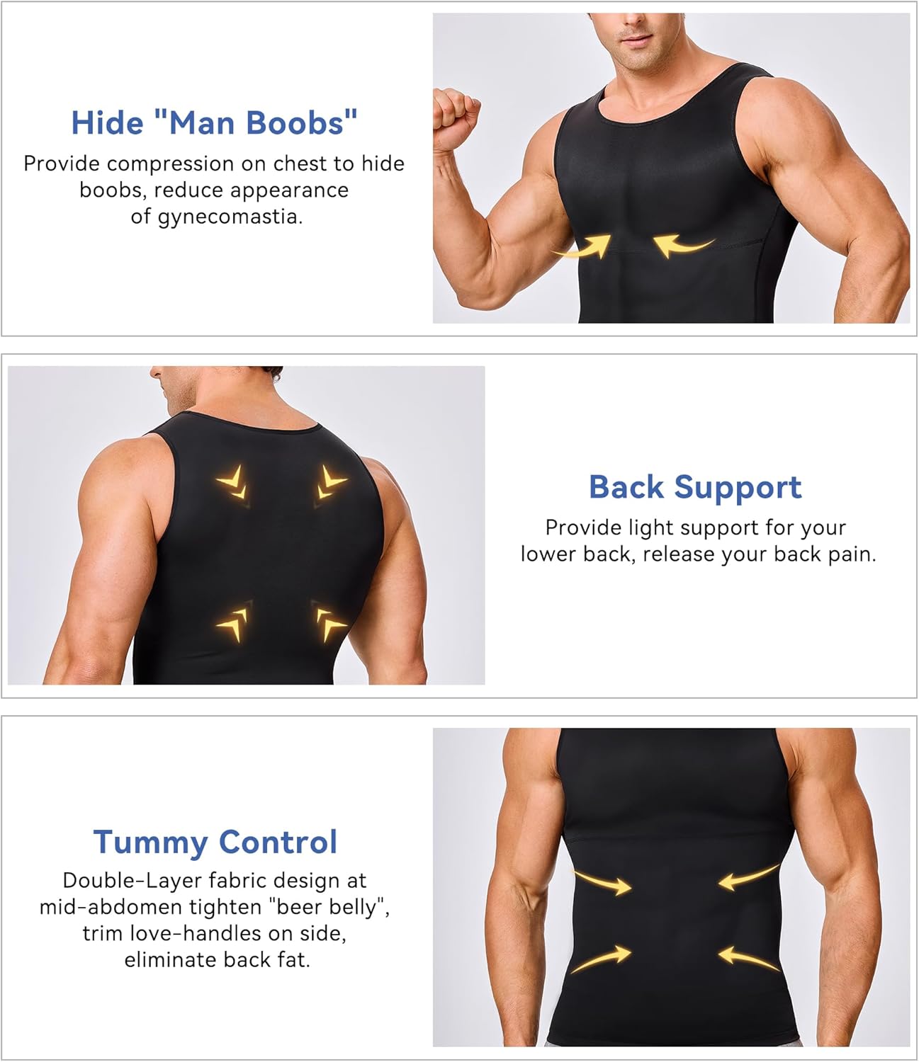Alternative view of Mens Compression Shirt Slimming Body Shaper Vest Workout Tank Tops Abs Abdomen Undershirts