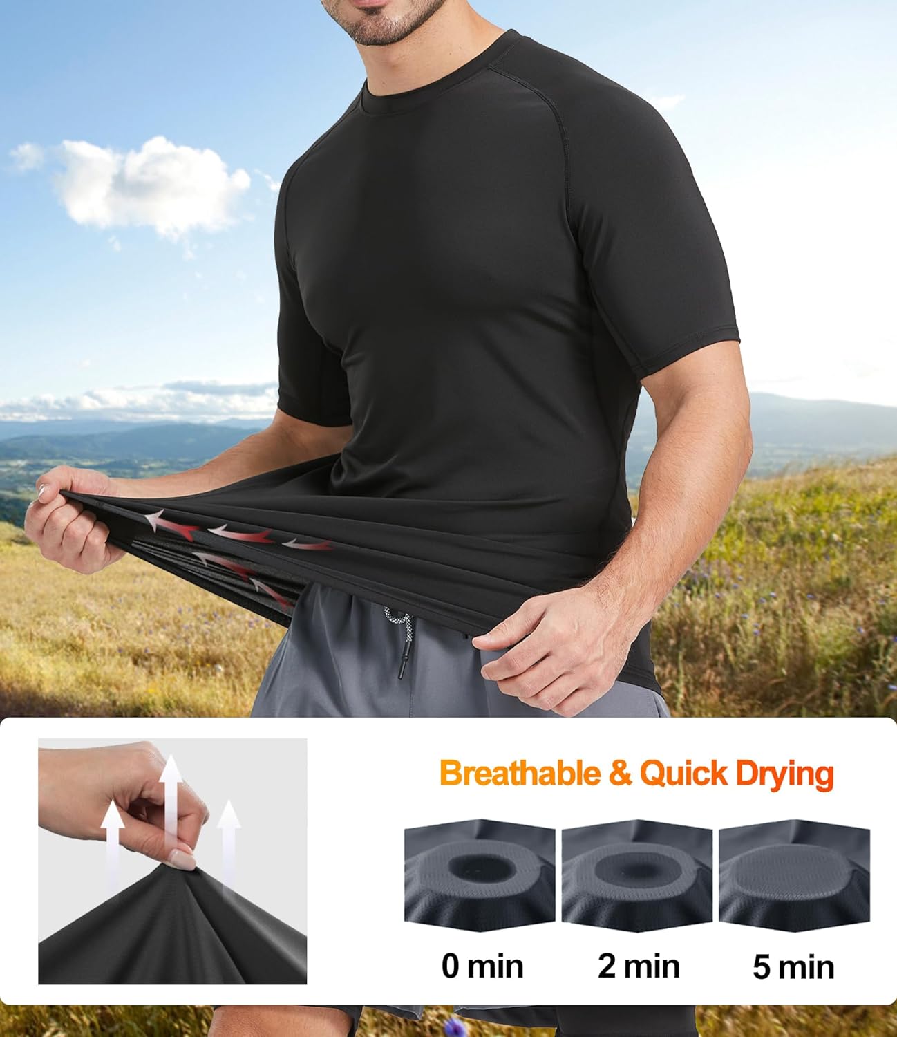 Dalavch 5 Pack Menu2019s Compression Shirts Short Sleeve Cool Dry Sports Athletic Workout Base Layer Undershirt T-Shirt Tops