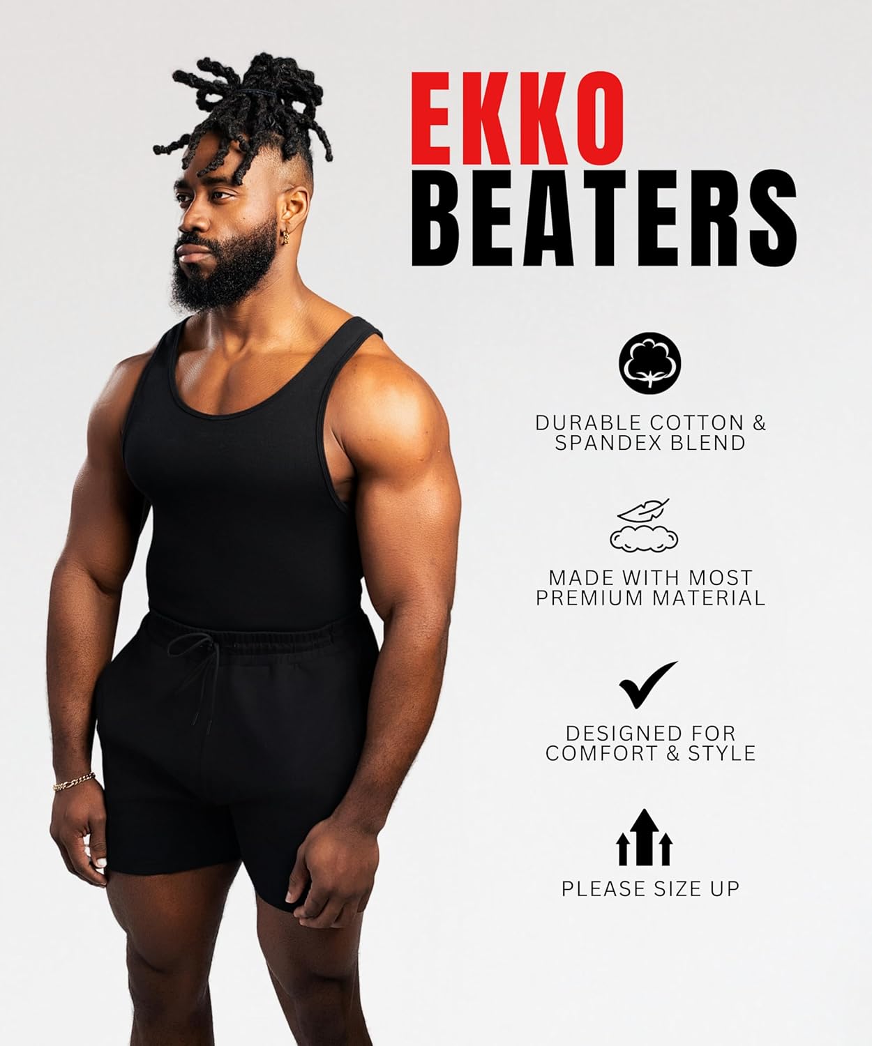 Ekkovision Beaters, Men's Tank Tops, Cotton Spandex Blend Tanks for Men, Comfortable, Durable Ribbed Fabric, Please Size UP