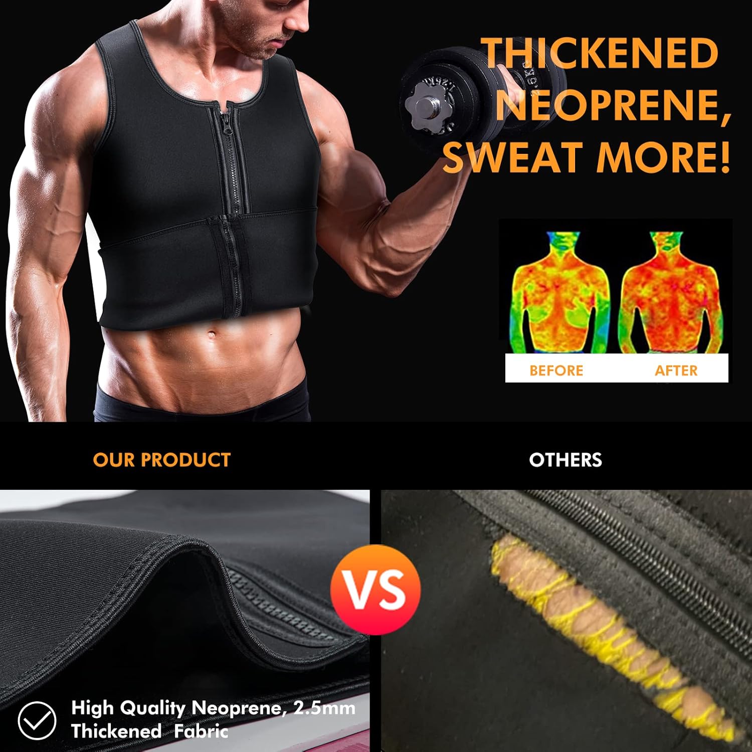 A+ Choice Sauna Vest Waist Trainer for Men - Mens Sauna Suit Double Sweat Belt Body Shaper for Gym Workout Exercise