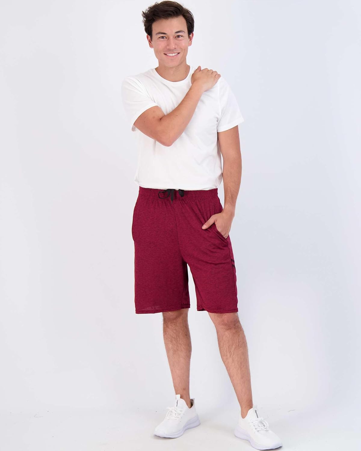 Alternative view of Real Essentials Menu2019s 5 Pack: 9" Dry-Fit Shorts u2013 Athletic Gym, Workout, Basketball, Running, Casual Lounge Active Pockets