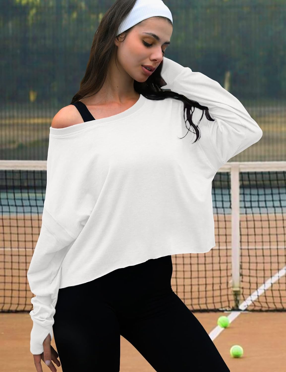 Alternative view of UNIANKIYA Open Back Workout Tops for Women Long Sleeve Cropped Athletic Clothes Gym Running Yoga Low Impact Sports T Shirts